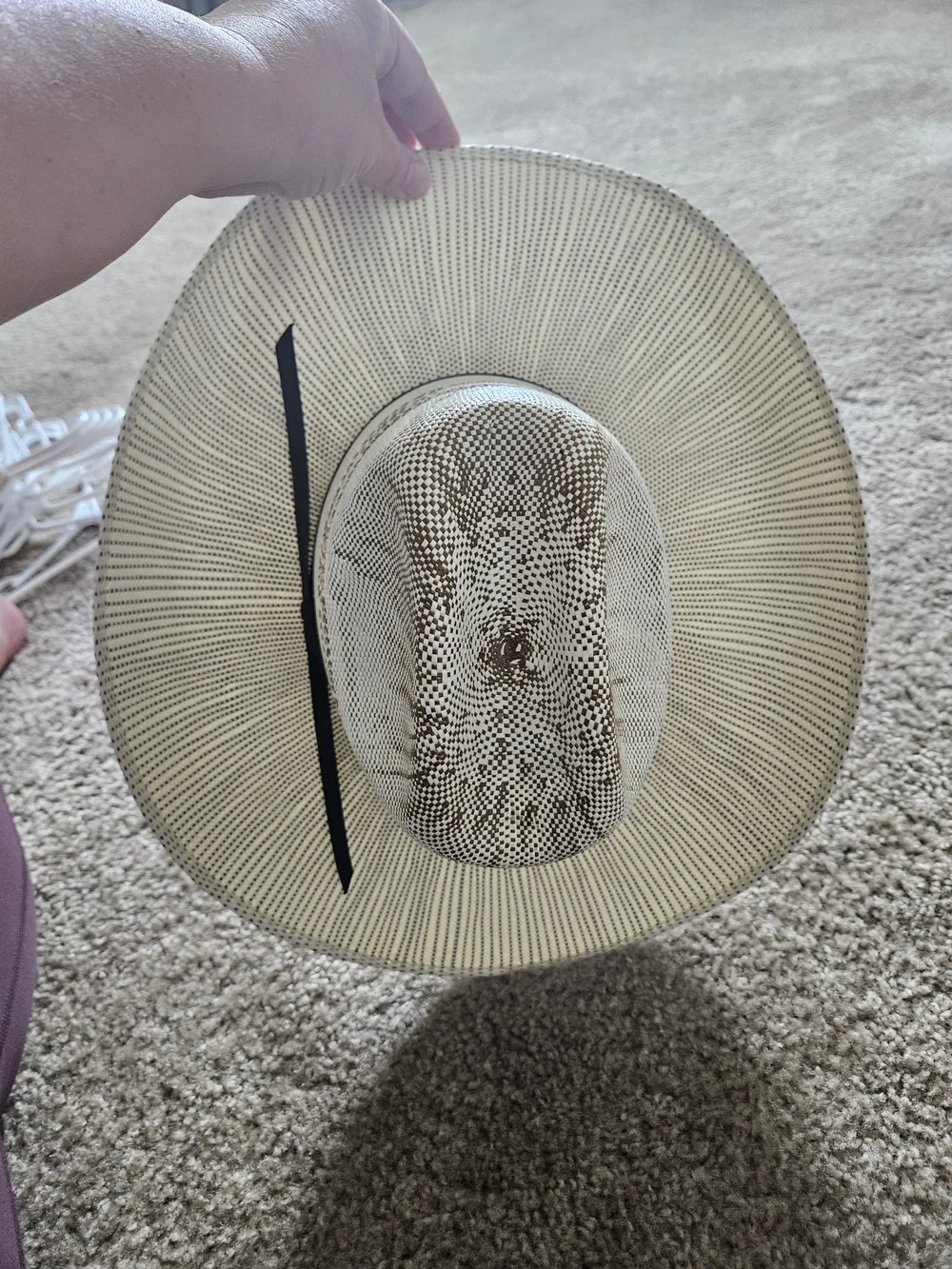 Kids White Straw Cowboy Hat with Brown Accents